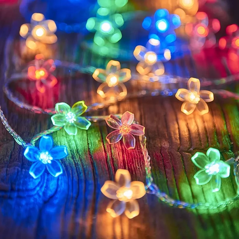 Низ с черешов цвят, светлини, Цветя фея на захранван с батерии, led осветление, Водоустойчиви осветителни тела за украса на тревата, Коледа, Сватба