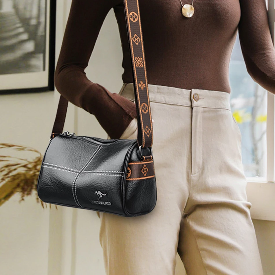 Луксозна чанта през рамо за нови жени, Дизайнерски реколта дамски чанти от мека кожа, портмонета, малка чанта-месинджър за почивка