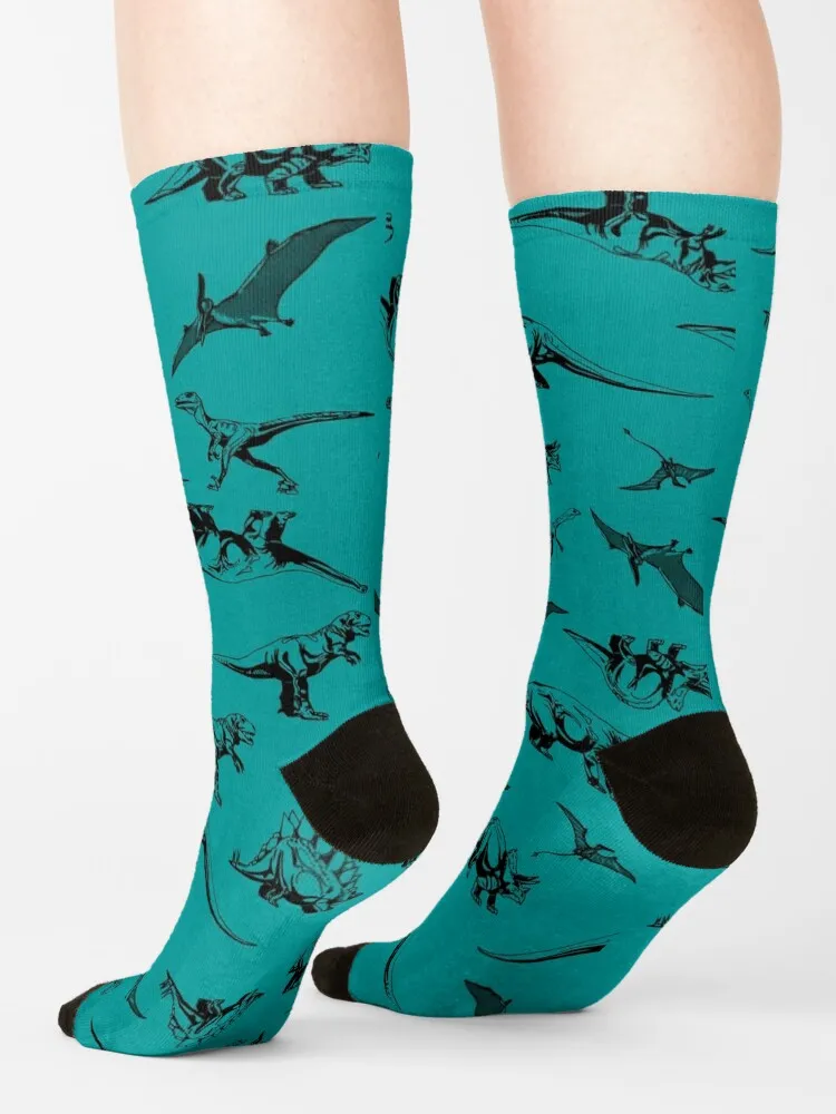 Чорапи с динозаври на бирюзовом фон, туристически обувки, мъжки чорапи