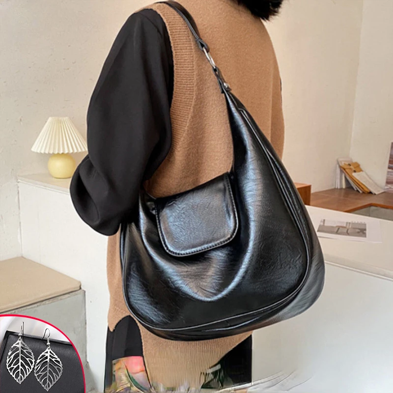 Дамски чанти-скитник е от мека изкуствена кожа на рамото си Голям капацитет, луксозни маркови дизайнерски чанти през рамо, дамски модни тенденция чанта-портфейл