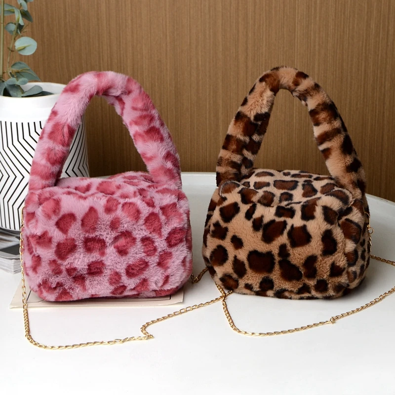 Модни скъпа преносима косметичка, плюшен чанта през рамо, малка чанта-тоут, квадратни дамски чанти