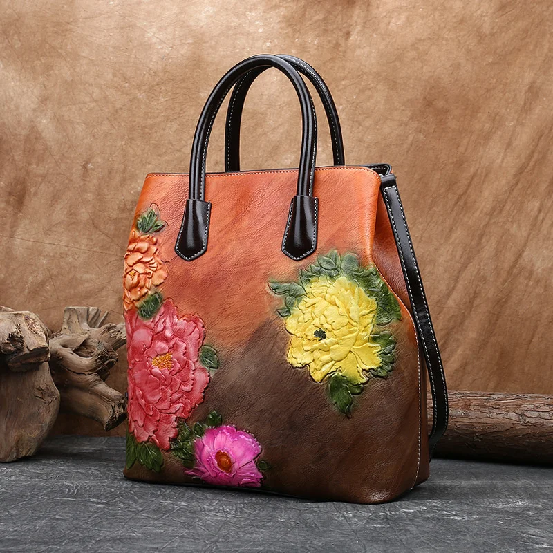 Висококачествена и Луксозна дамска чанта в Ретро Винтидж Стил през Рамо s за Новата Чанта Ръчна изработка от Тисненой Кожата Мъкна