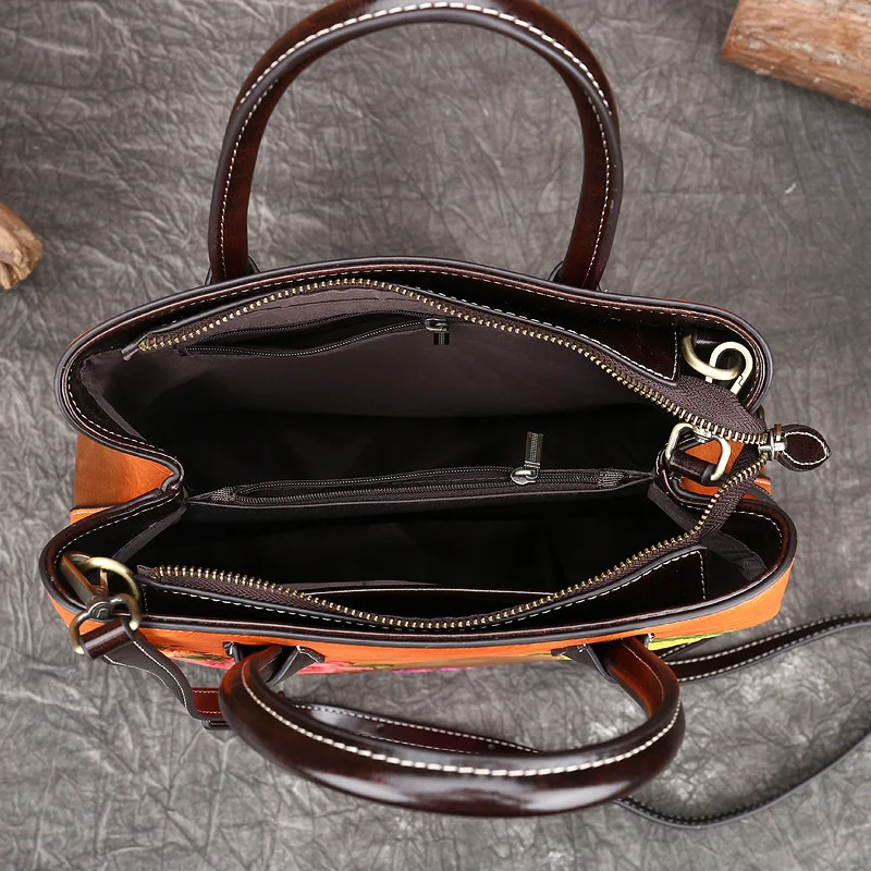 Висококачествена и Луксозна дамска чанта в Ретро Винтидж Стил през Рамо s за Новата Чанта Ръчна изработка от Тисненой Кожата Мъкна