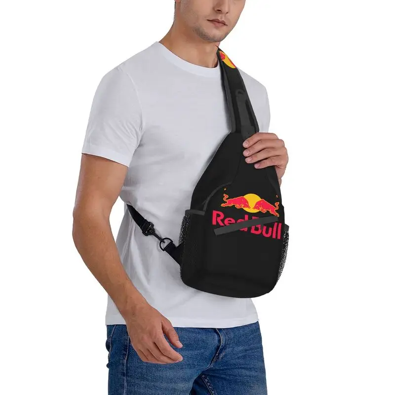 Червена чанта през рамо с двойно бик, мъжки стръмен раница на рамо, за разходки