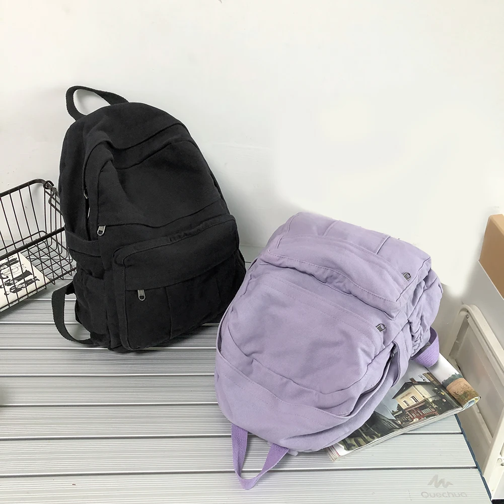Раници в стил Харадзюку за момичета, Новият, модерен студентски Ретро женски раница, холщовая женствена чанта за лаптоп, пътен монофонични раница