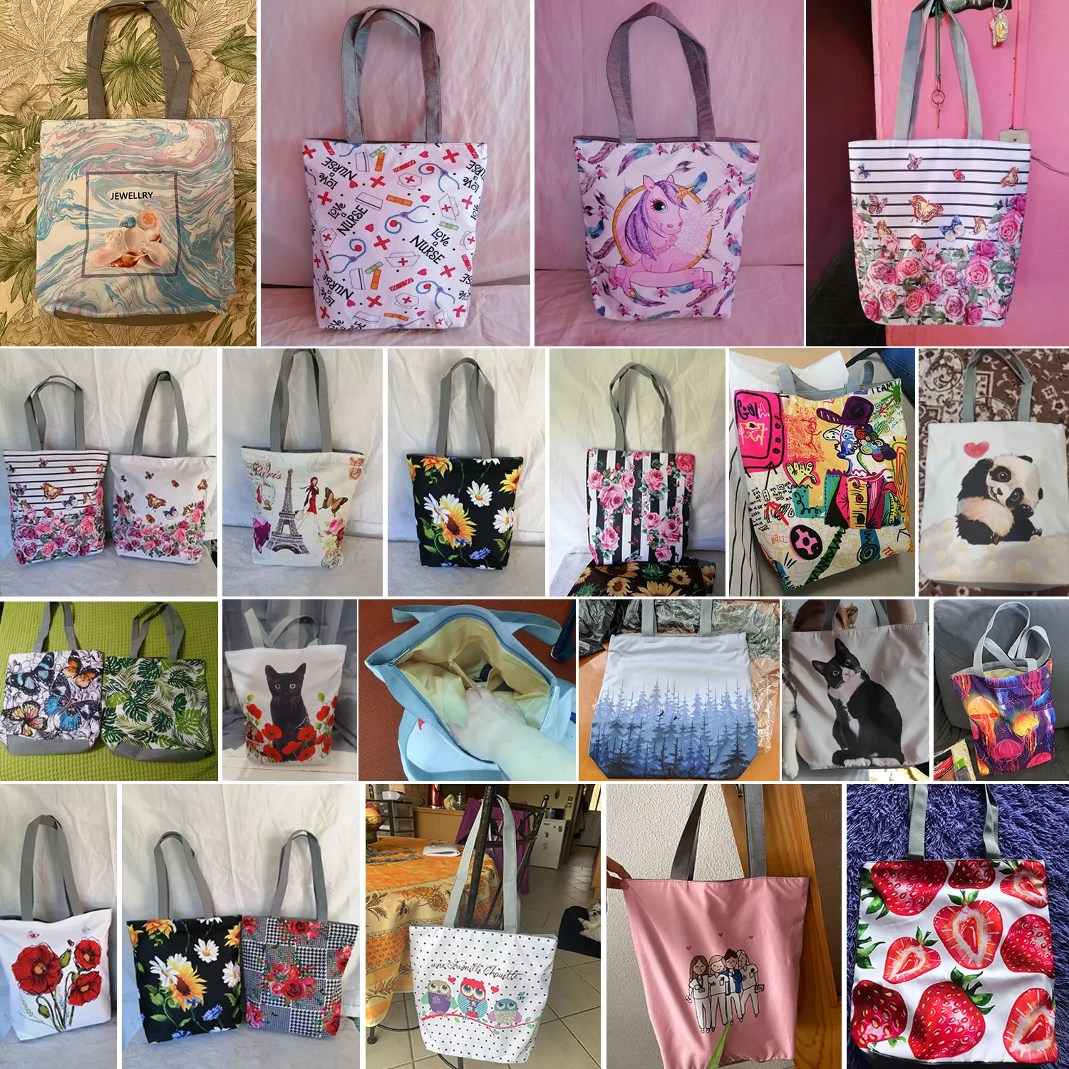 Дамски чанта през рамо, женствена чанта за пазаруване, селски пейзаж, цветен принт, пътна чанта за улици, по-Голямата голям чанта с подсолнухом, адаптивни чанта