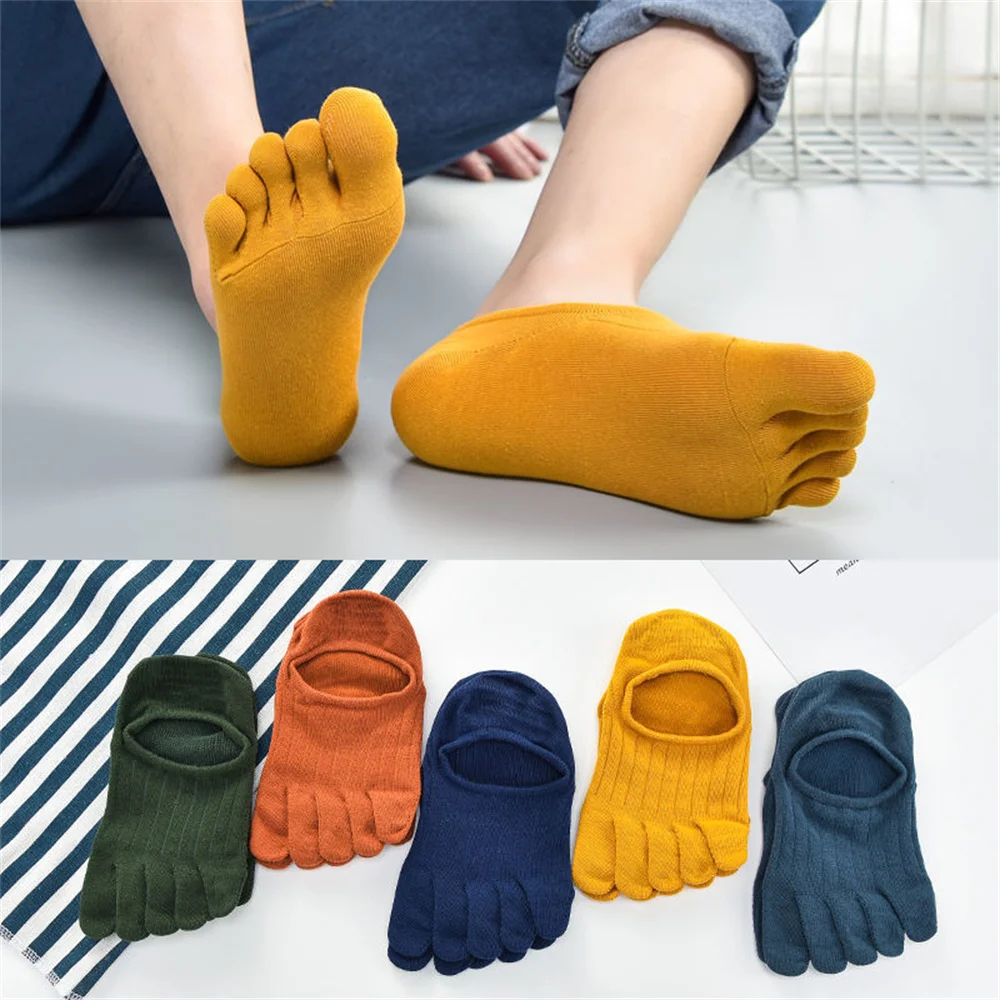 3 Чифта цветни Чорапи с пет пръста, Нескользящие Мъжки Дамски Чорапи-чехли, абсорбиращи потта глезена, Къси Чорапи