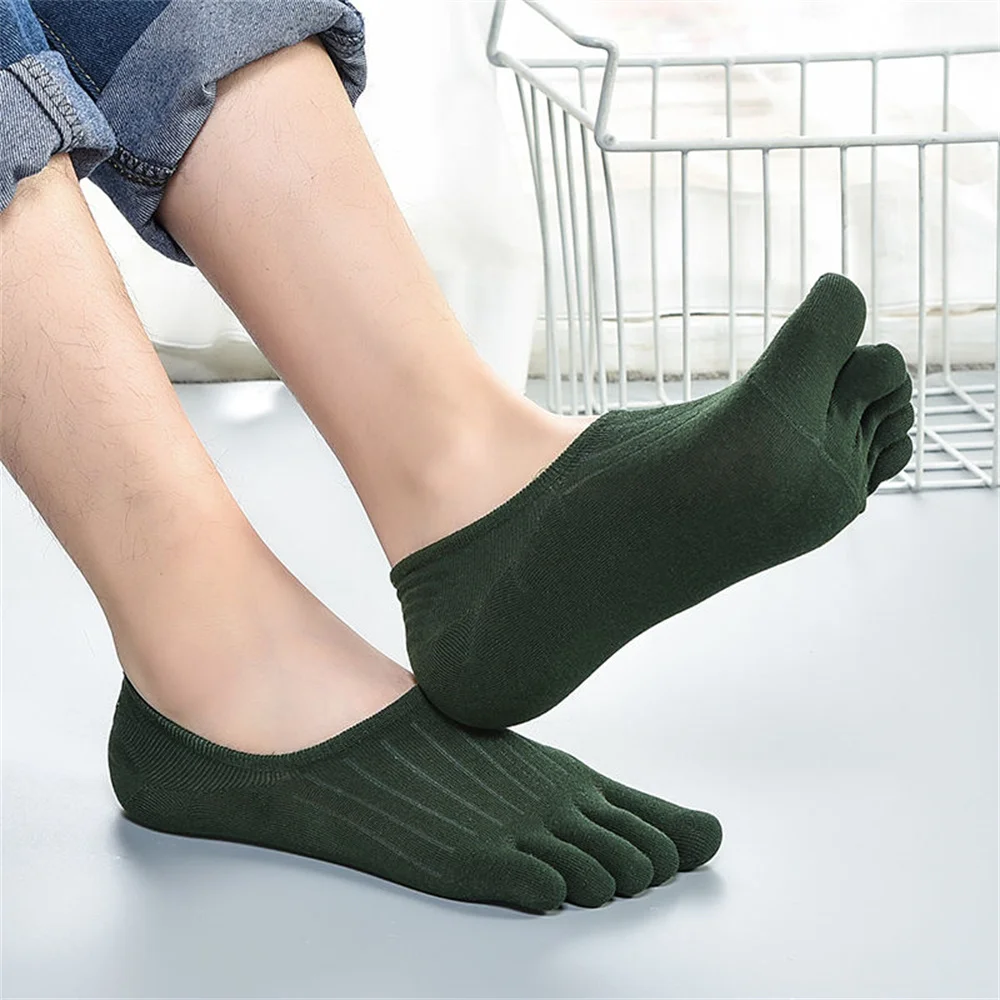 3 Чифта цветни Чорапи с пет пръста, Нескользящие Мъжки Дамски Чорапи-чехли, абсорбиращи потта глезена, Къси Чорапи