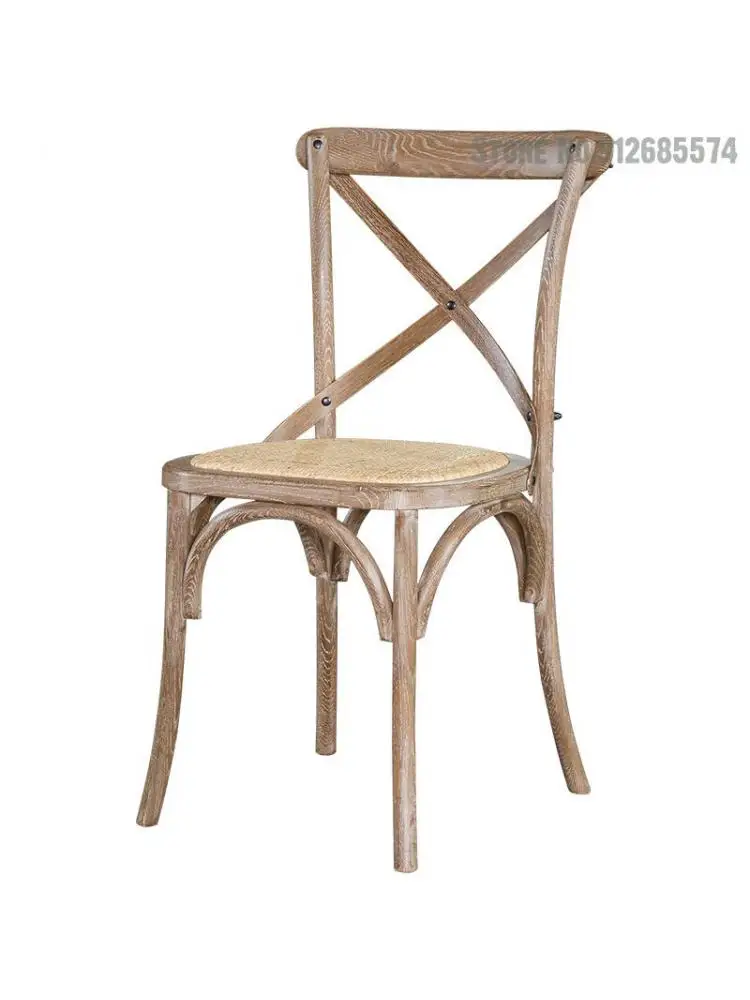 Ретро стол от масивно дърво в Американски Стил, маса за Хранене, Стол, Домашен Стол С Облегалка, Дървен Стол, стол за Хранене от плетеного ратан, Вилица за почивка