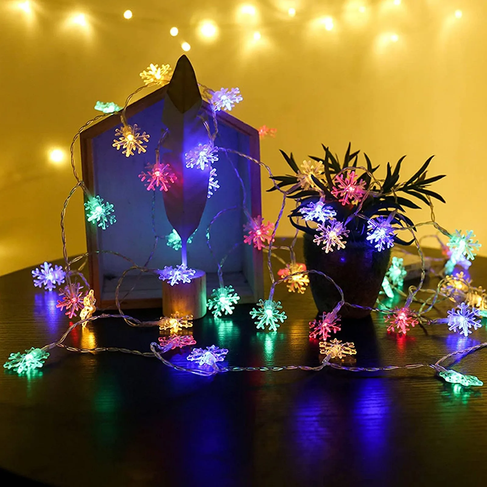 Външни led светлини във формата На Снежинки, Струнни Светлините на Коледната Елха Фестивал Парти Сватба Коледен декор Светлини Начало декор DecoracióN
