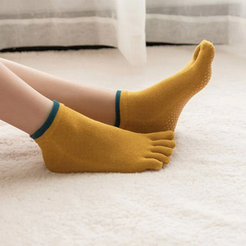 Чорапи за йога с пет пръста, Женски, от органичен памук за момичета, обикновена нескользящие, Младежки, всекидневни, модерно, за Пилатес, фитнес, Чорапи в стил Харадзюку с чорапи