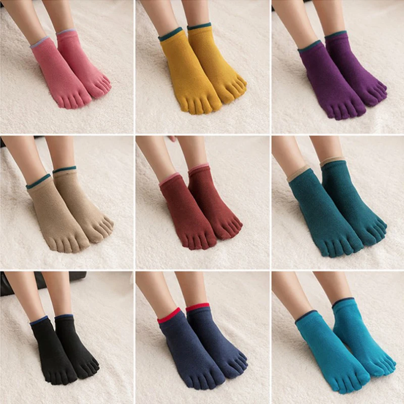 Чорапи за йога с пет пръста, Женски, от органичен памук за момичета, обикновена нескользящие, Младежки, всекидневни, модерно, за Пилатес, фитнес, Чорапи в стил Харадзюку с чорапи