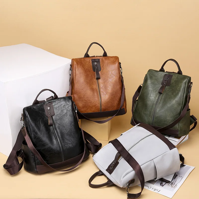 Модерен раница от изкуствена кожа, Дамски Нова чанта, Европейски Ретро Раница за отдих на открито, анти-кражба чанта