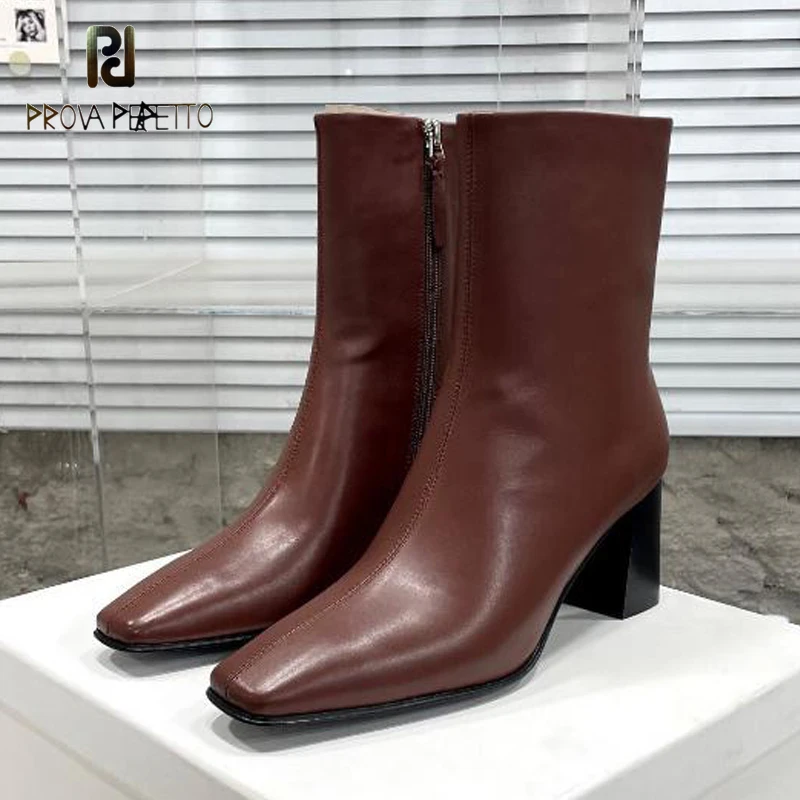2023 Г., Къси ботуши Началото на есента в ретро стил с телесен цвят, черен, Сребрист, от естествена кожа, с квадратни пръсти, на високо масивна ток, универсални модела обувки