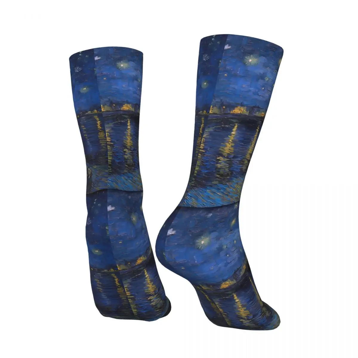 Звездна нощ над Рона, Забавни мъжки чорапи в стил Ван Гог, Реколта чорапи в стил хип-хоп Crazy Crew, подарък чорапи-модел