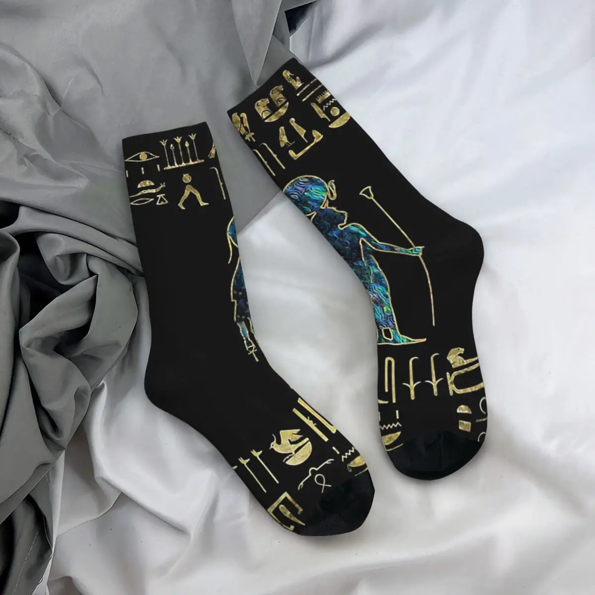 Мъжки чорап с орнаменти от злато и морски охлюв, Египетска митология, Древен Египет, дишаща чорап с шарките на Екипажа, Безшевни Подарък