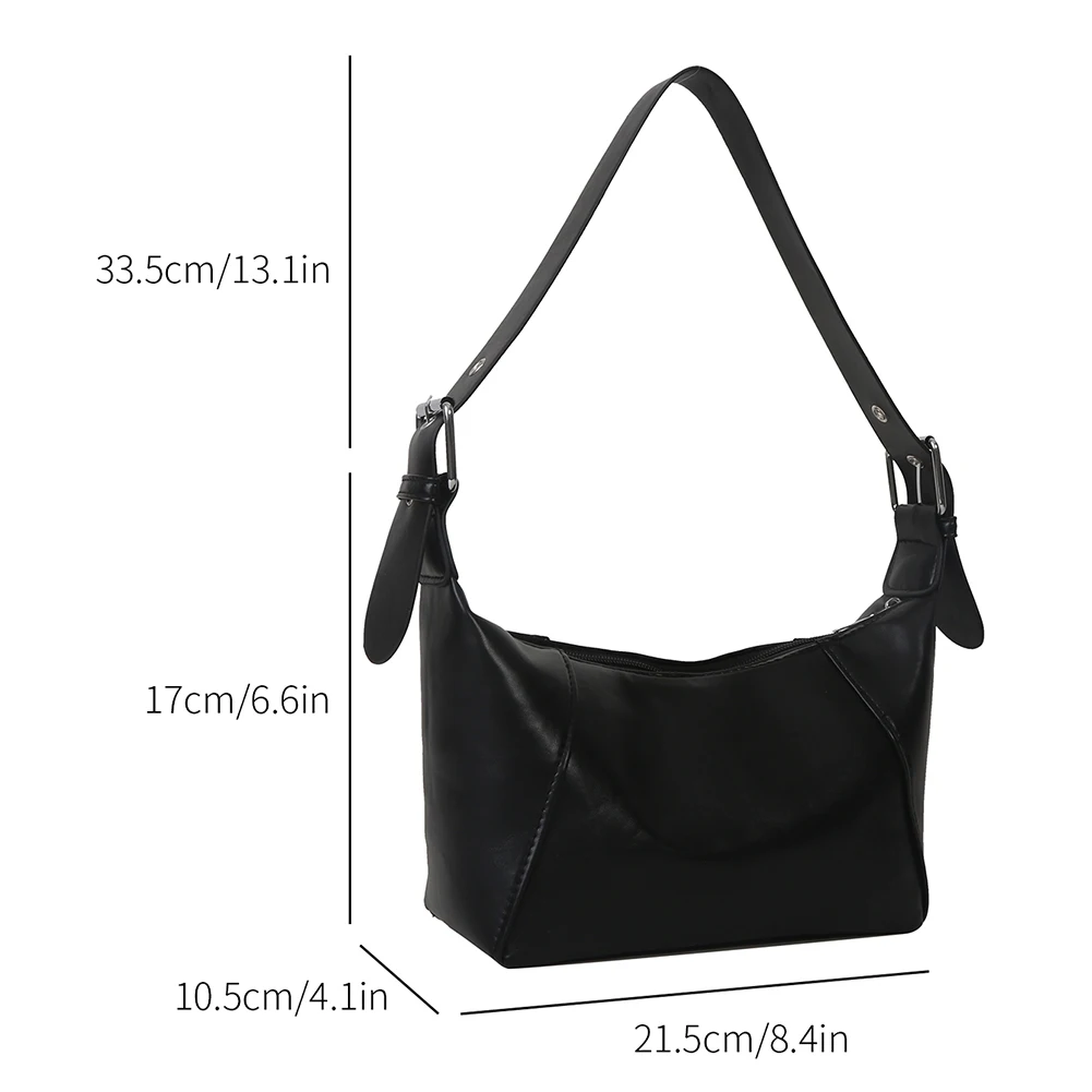 Дамски чанта под мишниците Y2K, чанта с горната дръжка, однотонная чанта от изкуствена кожа с цип и регулируема каишка, дамска чанта за всеки ден, за да пътуват до работа