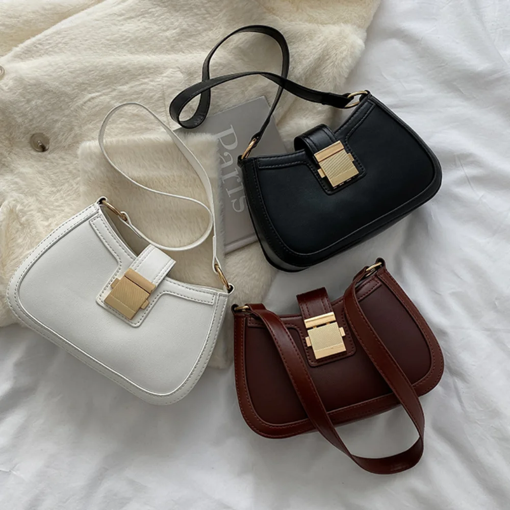 Реколта модерна дамска чанта под мишниците, однотонная лачена чанта от изкуствена кожа, дамски модни брандираната проста женска чанта на верига