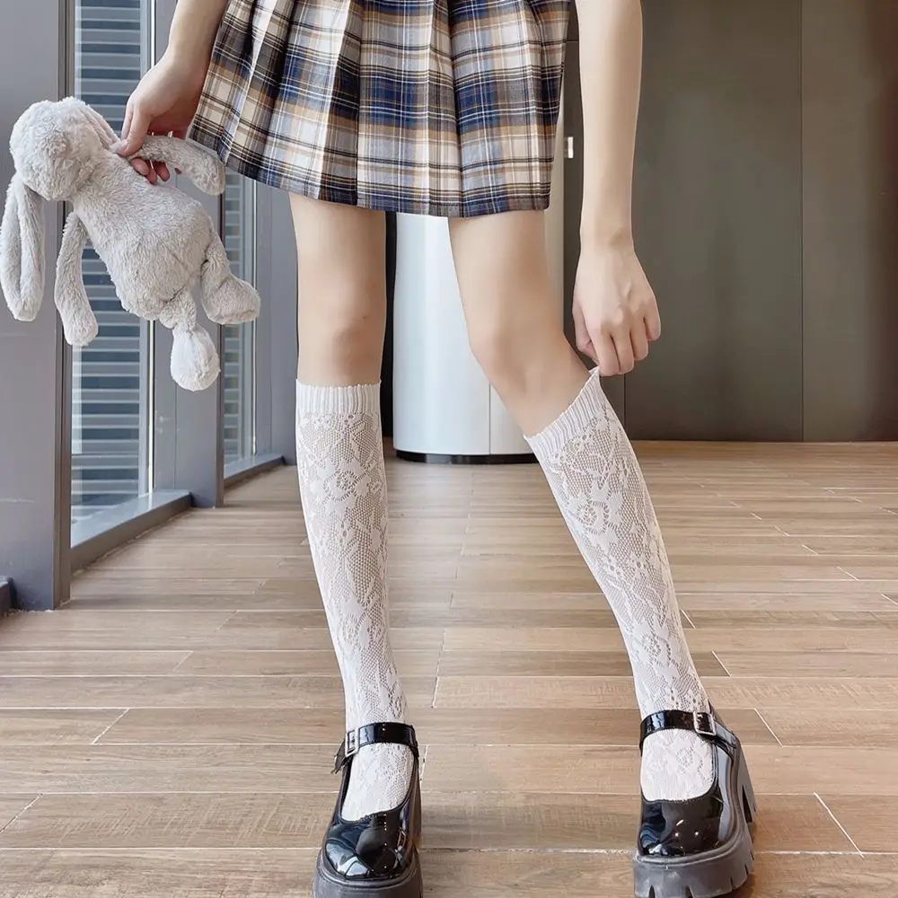 Секси готическа Cosplay-кухи дамски мрежести чорапи носочные изделия с принтом, дантелени чорапи до коляното
