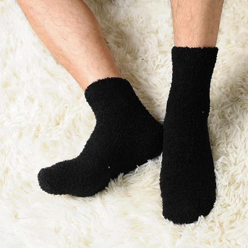 Мъжки изолирана чорапи, Модерен Зимни Топлите Коралови флисовые Пухкави обикновен Мъжки чорапи за Сън, Кальцетины