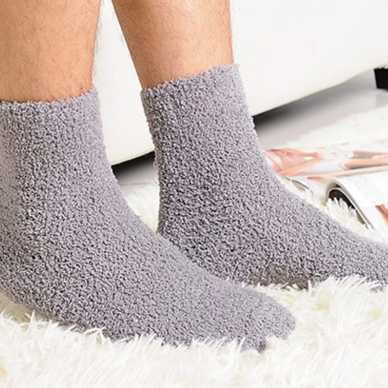Мъжки изолирана чорапи, Модерен Зимни Топлите Коралови флисовые Пухкави обикновен Мъжки чорапи за Сън, Кальцетины
