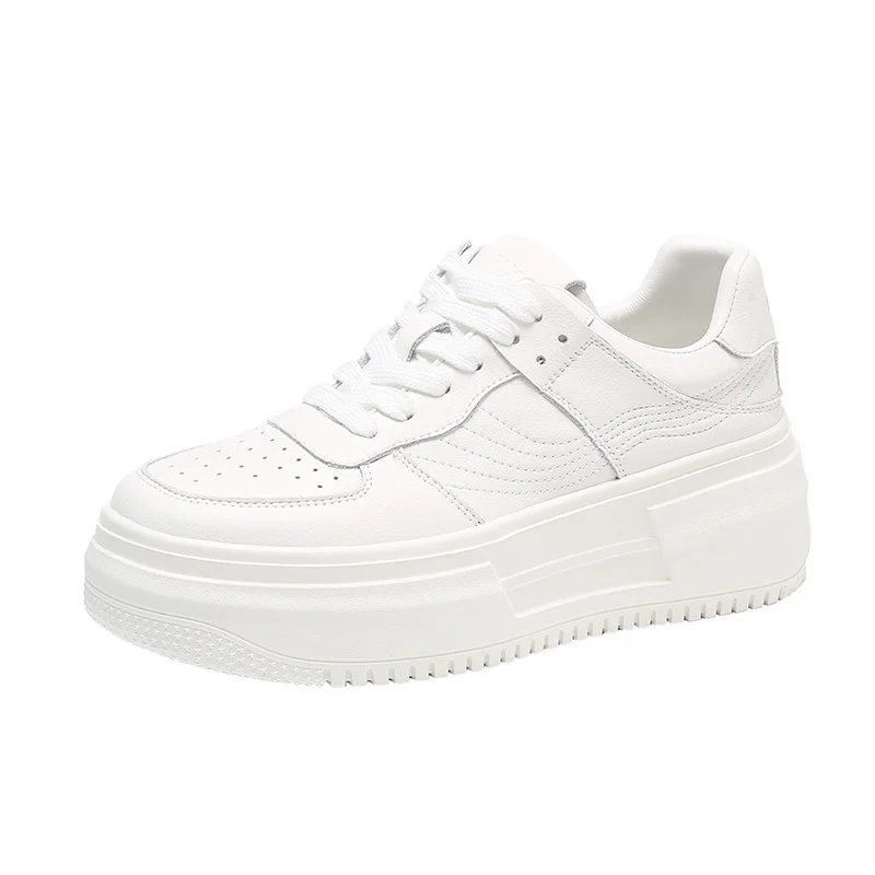Бели обувки с дебела подметка, дамски летни нови универсални обувки в стил колеж, бели маратонки, дамски обувки на платформа