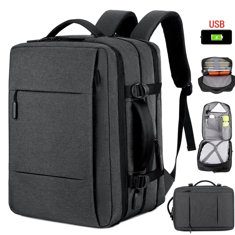 Мъжки голяма водоустойчива чанта за бизнес зареждане, Мъжки раница за лаптоп backpack Mochila, Разтегателен багажа за пътуване