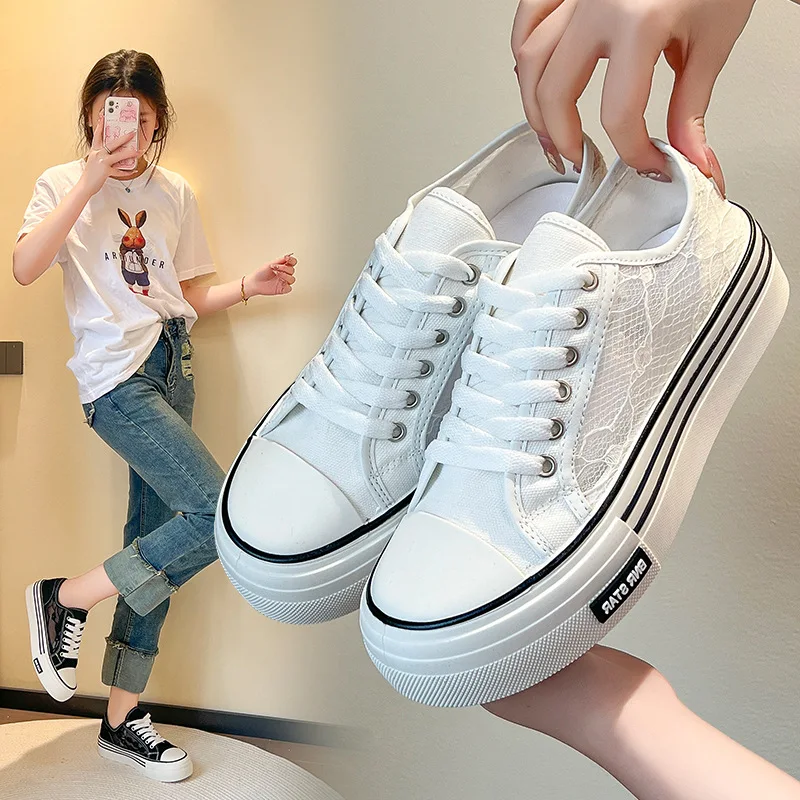 Лятна нова универсална обувки от окото на материала, женски тънки бели обувки от дишаща мрежа, женски обикновена обувки Q-J06