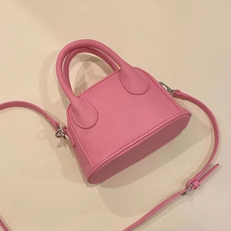Обикновена модни дамски малки чанти през рамо, просто женствена чанта през рамо от изкуствена кожа, сладка розова дамска чанта-тоут