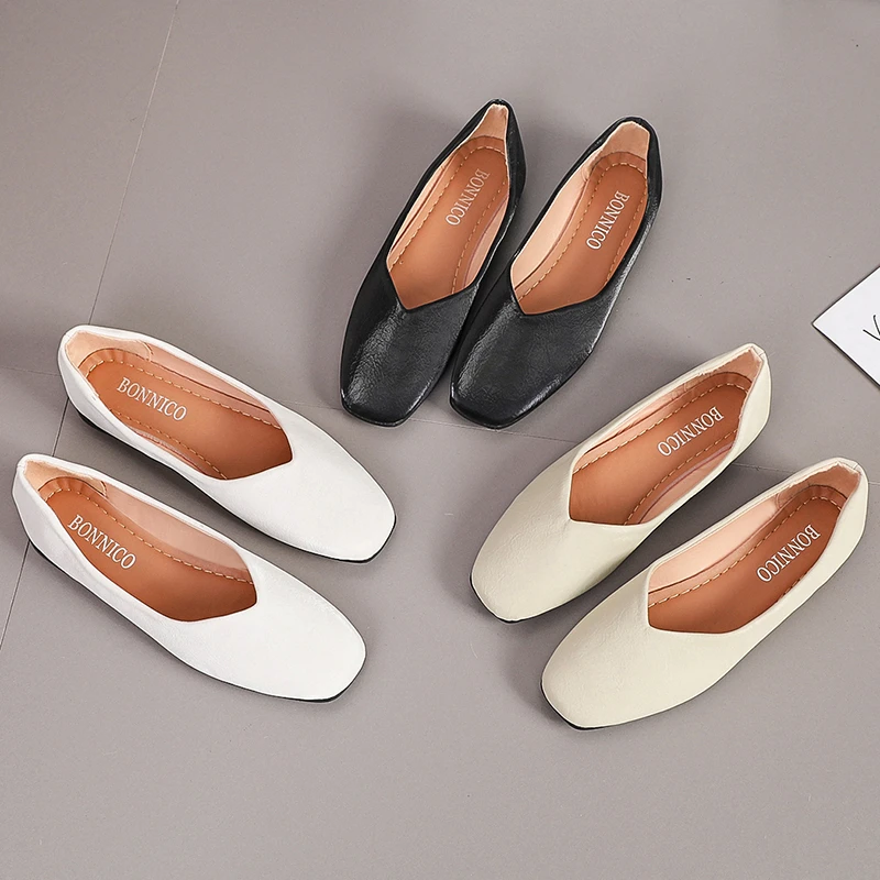 Нови модни дамски обувки на плоска подметка, удобни бежови балет апартаменти на равна подметка, проста нескользящая дамски обувки