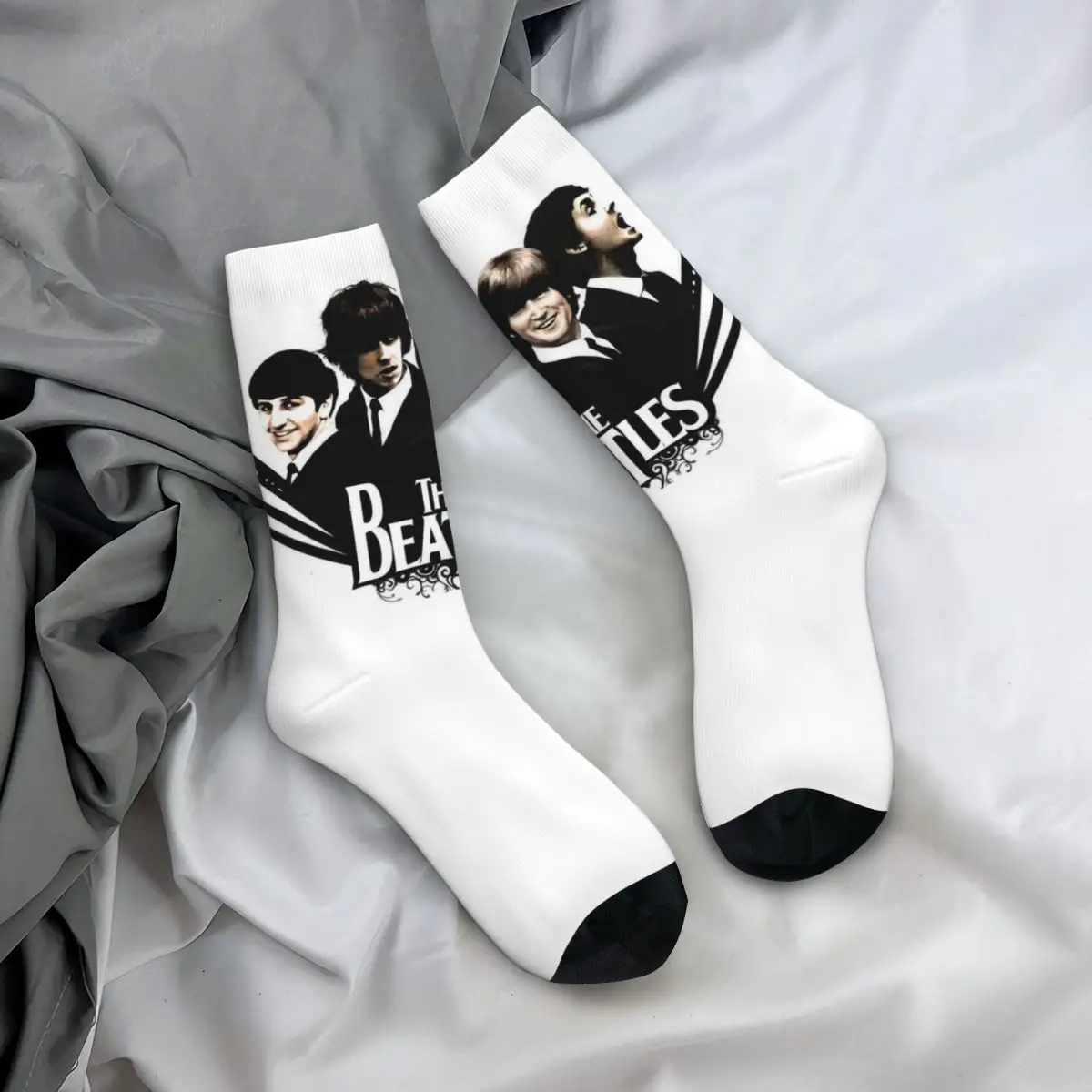 Всесезонни художествени чорапи Harajuku The Beatle Memebers Harajuku, абсорбиращи потта спортни чорапи със средна дължина, за мъже и жени, подаръци
