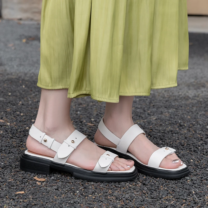 JOZHAMTA, Размери диапазон 34-40, дамски сандали-гладиатори от естествена кожа, лятото 2023, Дамски обувки на платформа, Ежедневни офис сандали на ниска пета