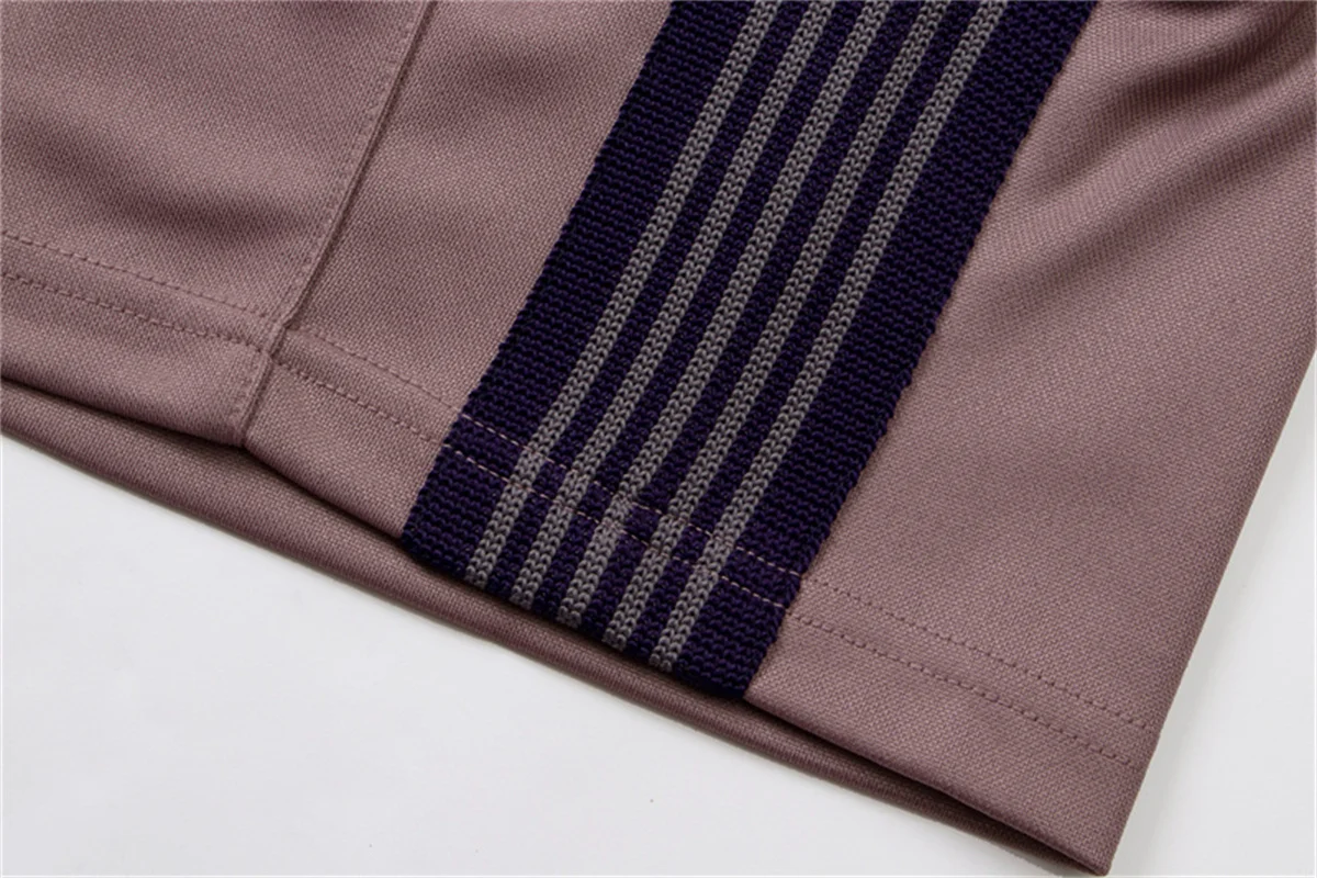 Розови широки панталони с игли за мъже и жени, високо качество на найлонови панталони с логото и бродерия на пеперуда 1: 1