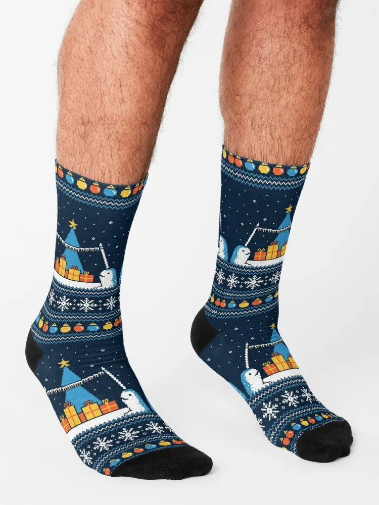 Коледни чорапи Narwhals Забавни чорапи баскетболни чорапи