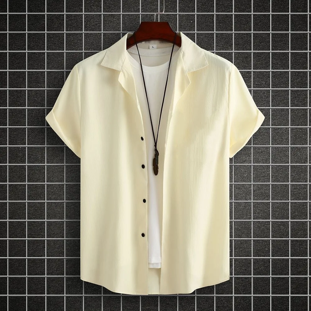 Мъжки Однотонная Риза, Хавайска Блуза, Ежедневни Модни Блузи с къс ръкав 2023, Свободна Ежедневни Тениска Оверсайз За Мъжки Дрехи