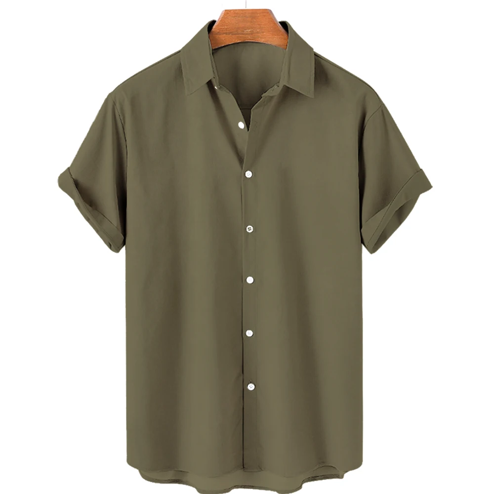 Мъжки Однотонная Риза, Хавайска Блуза, Ежедневни Модни Блузи с къс ръкав 2023, Свободна Ежедневни Тениска Оверсайз За Мъжки Дрехи