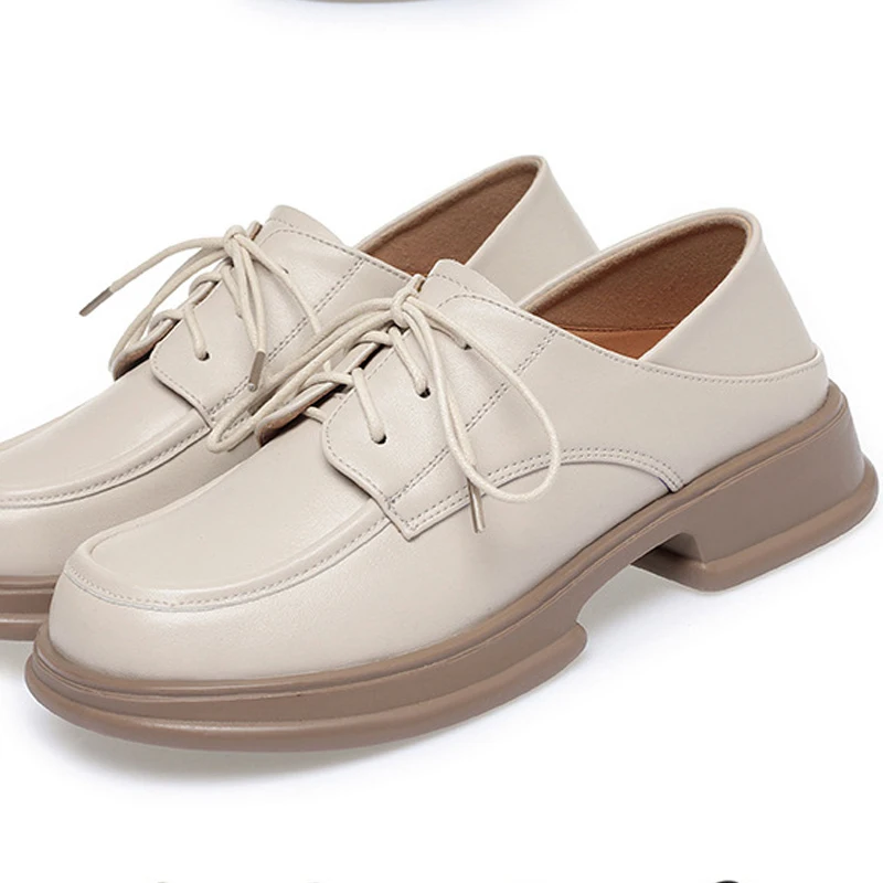 Дамски лоферы Syflyno, пролетно обувки дантела в британския стил, Дамски студентски обувки от естествена кожа, с кръгли пръсти в Ретро стил