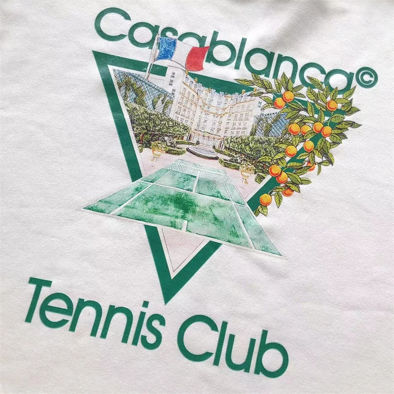 Нови Качулки Tennis Club Казабланка-За Мъже И Жени, Благородна Махровая hoody Casa с яка-часова y2k