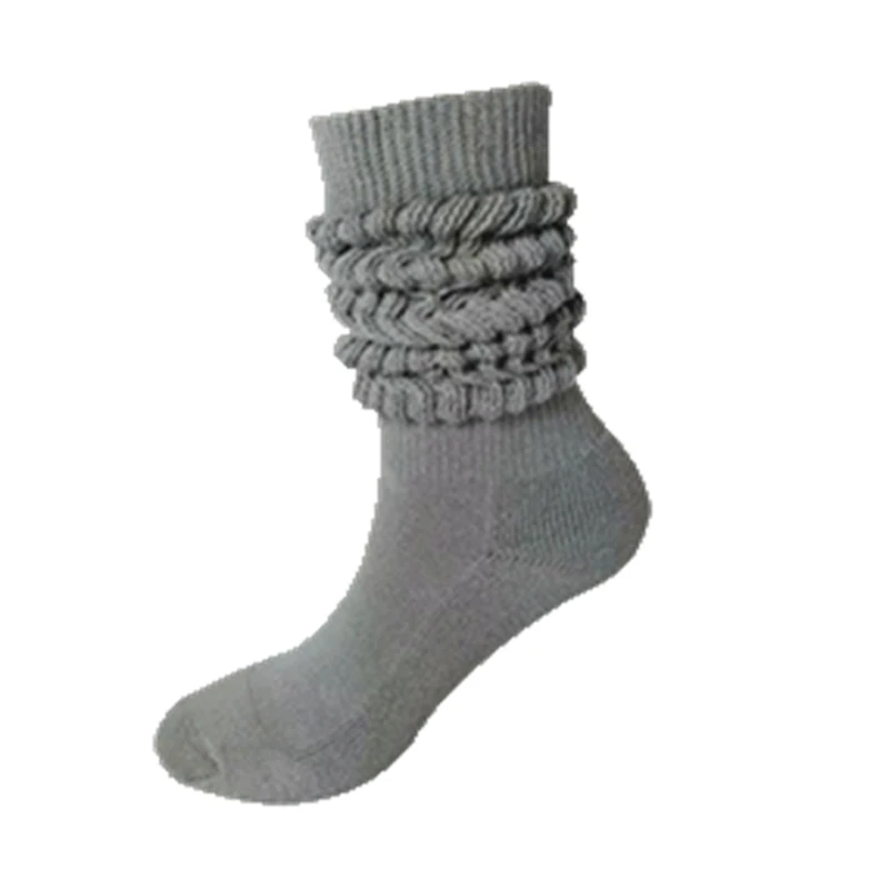 1 Чифт Есенните Женски едноцветни чорапи с утолщением, Дамски ежедневни възли високи чорапи в рубчик, мъжки Зимни терлици