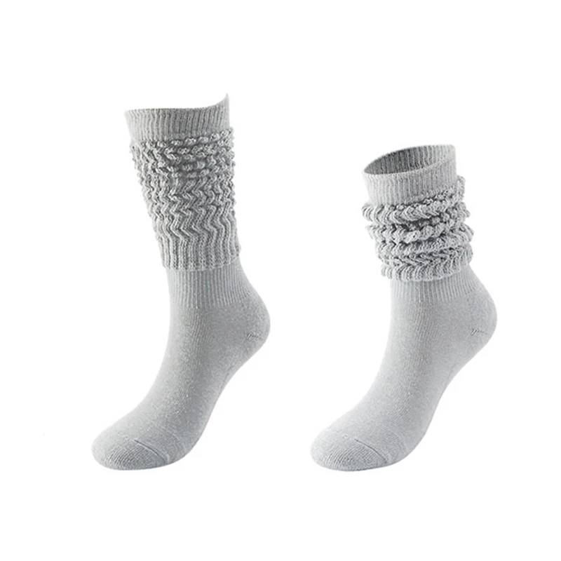 1 Чифт Есенните Женски едноцветни чорапи с утолщением, Дамски ежедневни възли високи чорапи в рубчик, мъжки Зимни терлици