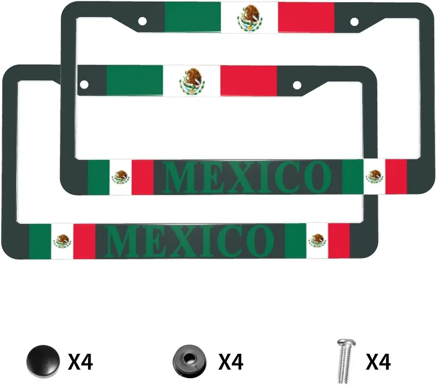 Мексикански Флаг Frame Регистрационен номер 2 Бр Мексикански Флаг В Патриотичен Стил Мексико Черна Рамка Регистрационен номер на Кутията Предната Плоча Рамка