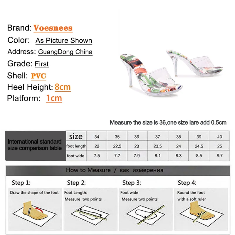 Ежедневни удобни Прозрачни чехли с 8 см, Пикантен дамски обувки от PVC с кристали, Новост 2023 г., Модни летни сандали от плексиглас, на висок ток с принтом