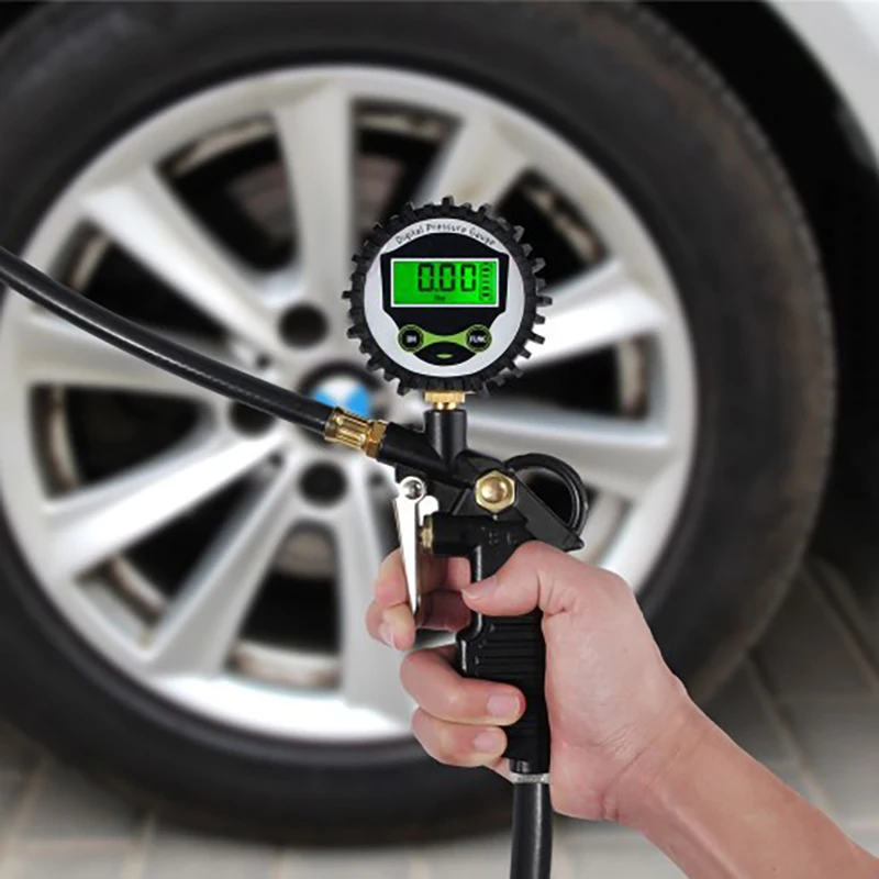 Тестер Манометър Манометър Автомобилна гума монтаж Дисплей с Подсветка За наблюдение на налягането на въздуха в колата Цифров