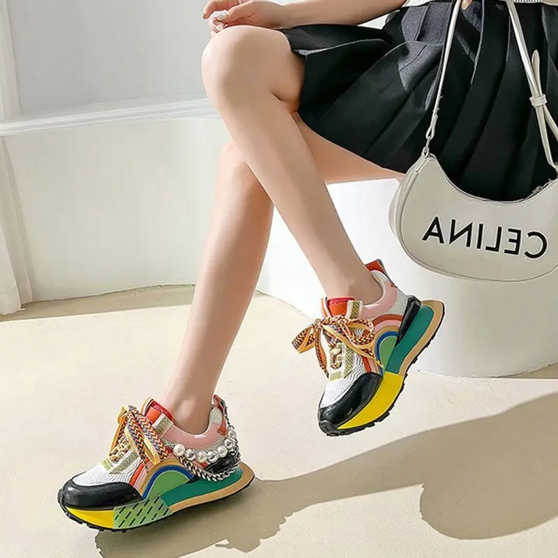 Нов европейски и американски стил 2023, обувки в цветова комбинация, дамски обувки, ежедневни обувки, дамски обувки на плоска подметка