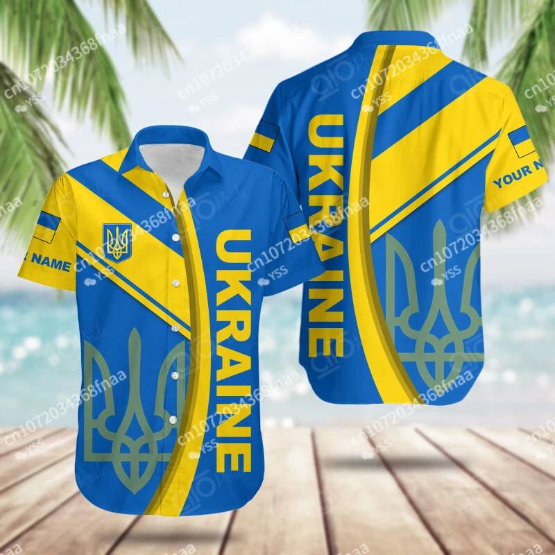 Потребителско име Хавайска риза с украински иконата и Флага, Хавайска риза с 3D принтом 
