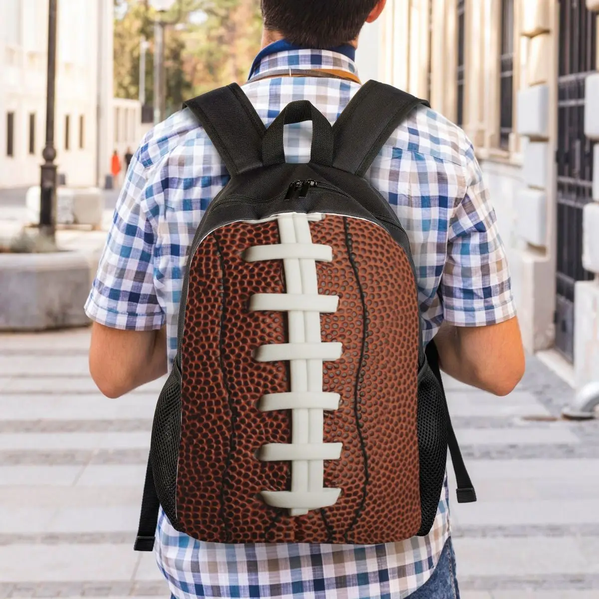 Зашити ръгби Футбол Раници за мъже и жени, Водоустойчив училищна чанта за колеж, чанти и калъфи за книги с принтом