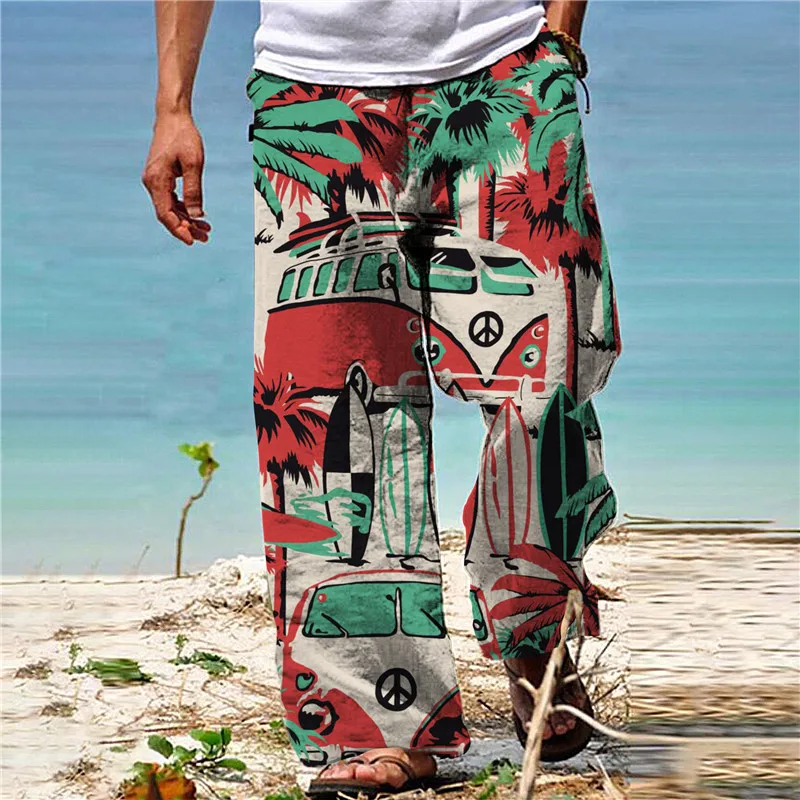 Мъжки панталони, Летни панталони, плажни панталони, Удобни ежедневни градинска облекло за почивка