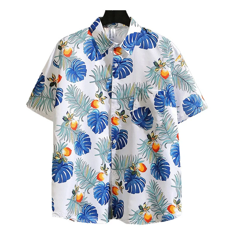 Ежедневни хавайски ризи с ревера на формата на листа тропически костенурки, риза с къс ръкав, Мъжки Свободна Риза с копчета за почивка на Плажа, Хавай