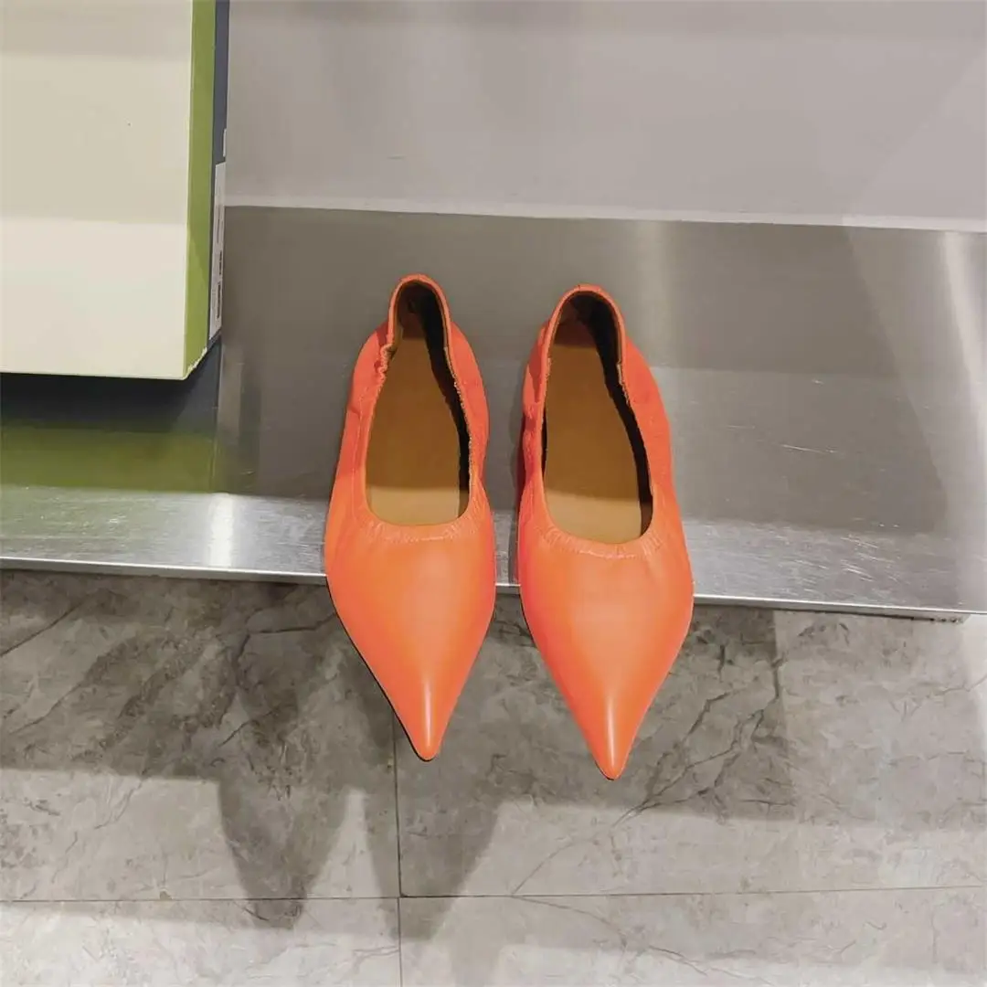 Новост 2023 г., Лятна Ежедневни обувки на равна подметка, Модни Дамски обувки с остри пръсти, Лаконичная Дамски обувки от естествена кожа, Sapato Feminino, Размер 35-40, Лидер на Продажбите