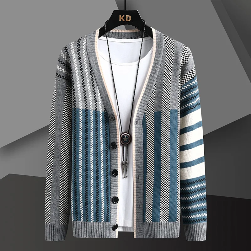 2023 Есенно-зимен мъжки пуловер, модерен жилетка, качествен мъжки ежедневни пуловер, мъжки класически пуловер номер 805